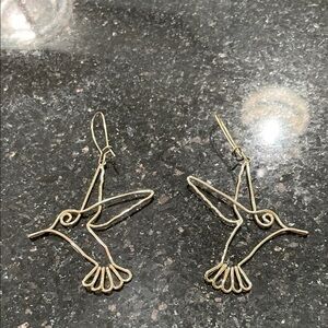 Bella and Jack Solid Brass Gold Humming Bird Drop Earrings
